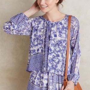 Blue white anthropologie Romper